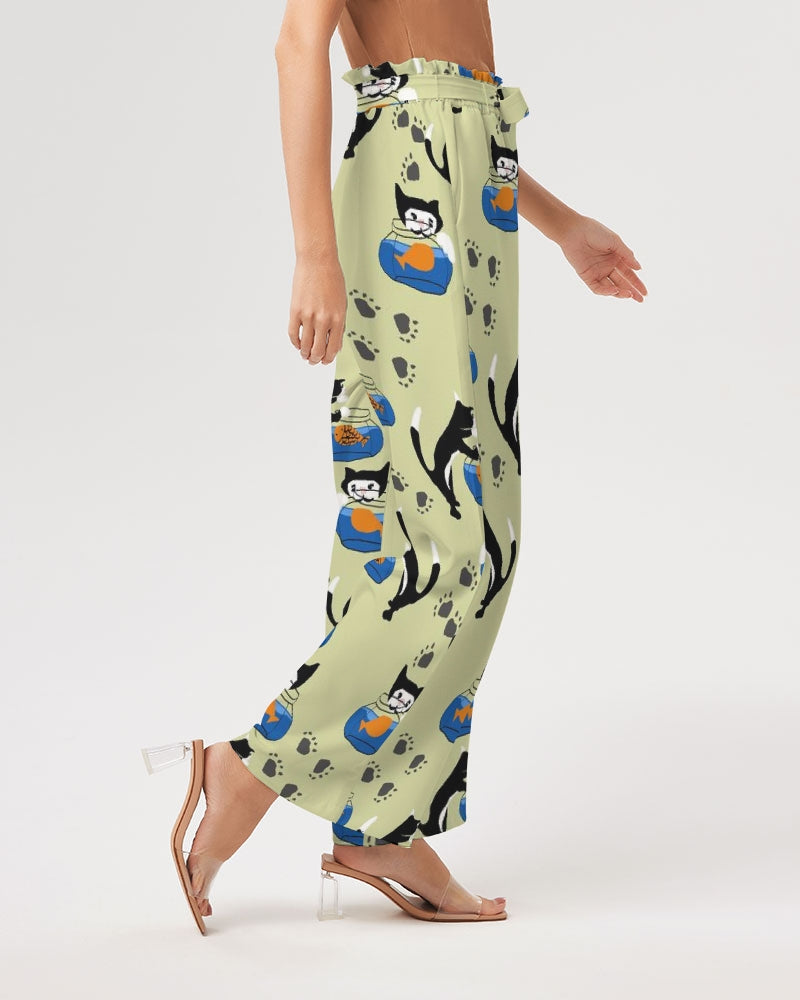 Cat and a Fishbowl Women's All-Over Print High-Rise Wide Leg Pants