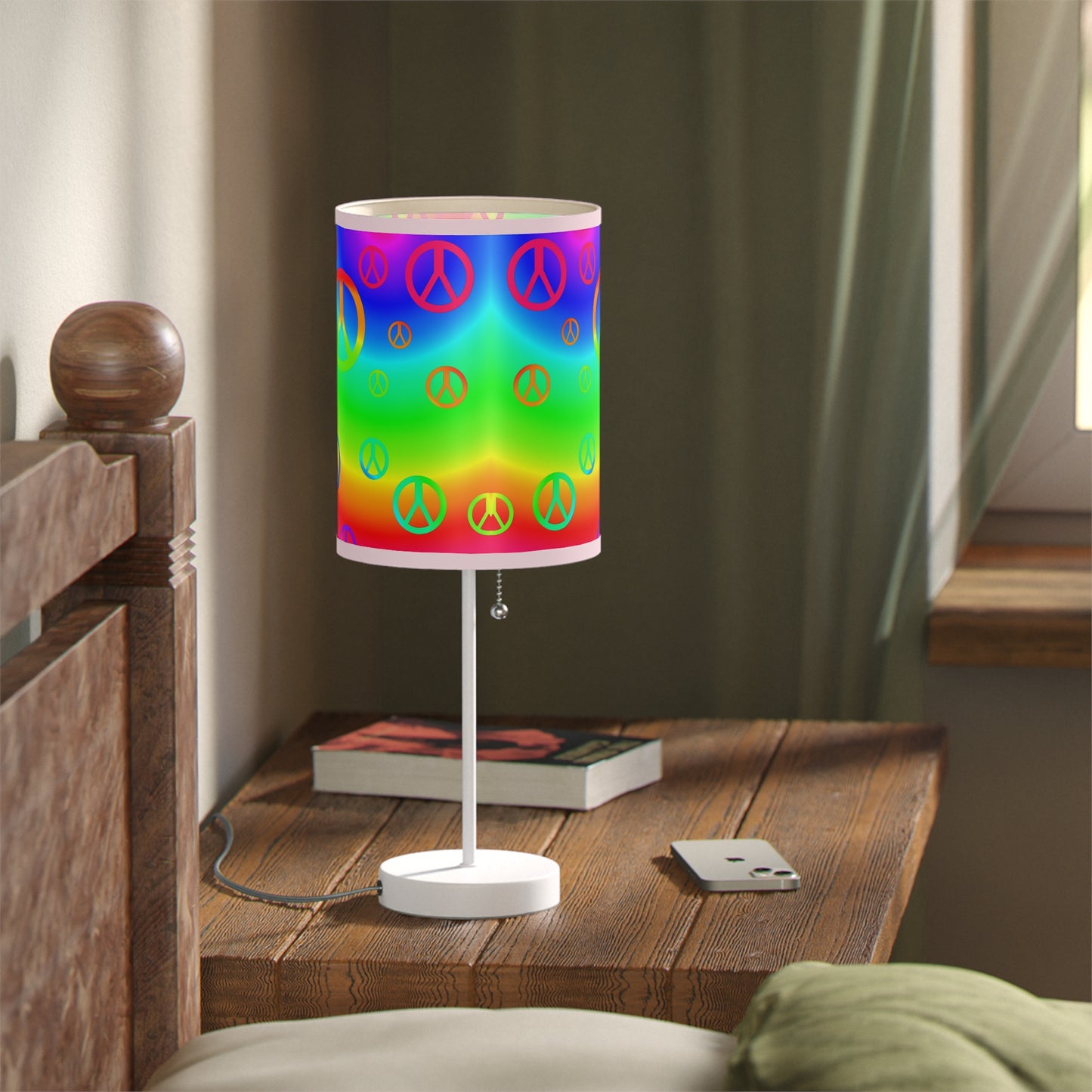 Rainbow Peace Sign Lamp on a Stand, US|CA plug