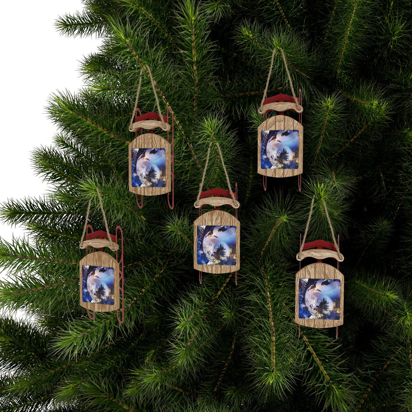 Blue Ice Ornament Sled Ornaments