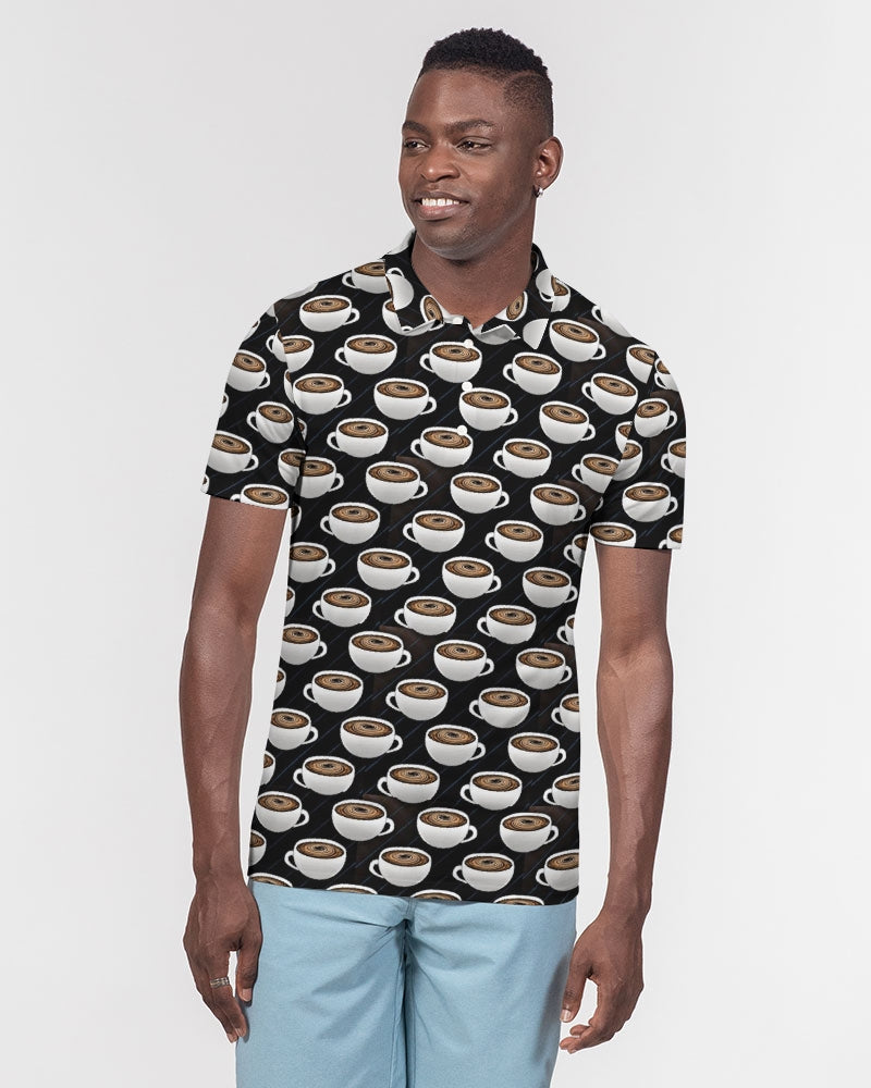 Coffee Pattern Men's All-Over Print Slim Fit Short Sleeve Polo