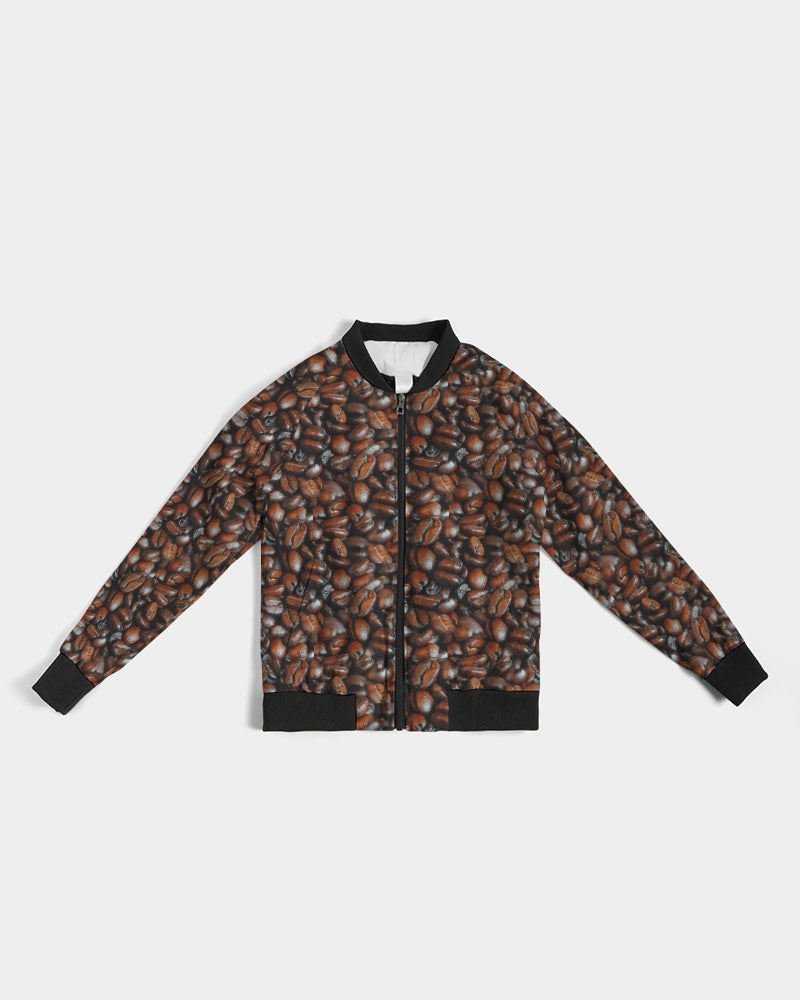 Coffee Bean Pattern Women's All-Over Print Bomber Jacket