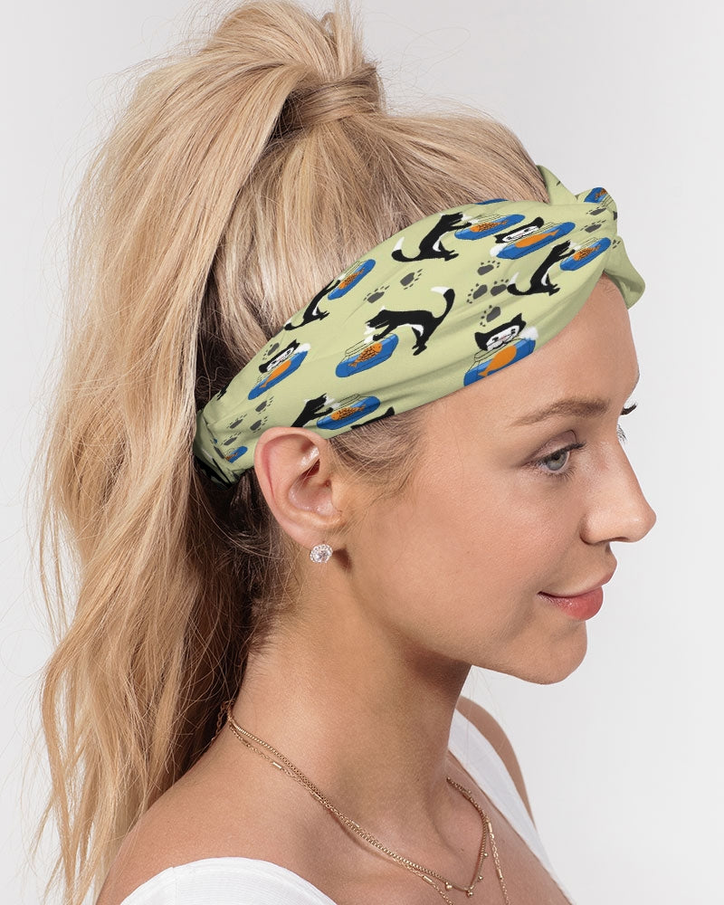 Cat and a Fishbowl Twist Knot Headband Set