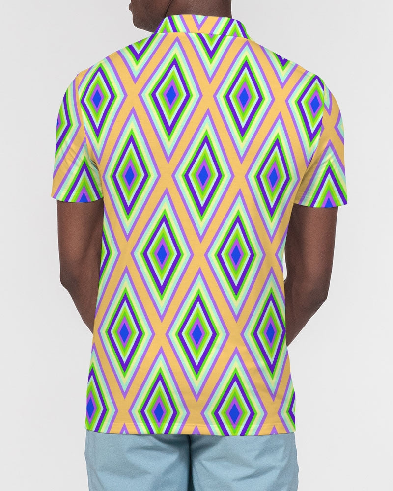 Colorful Diamonds Variation 1 Men's All-Over Print Slim Fit Short Sleeve Polo