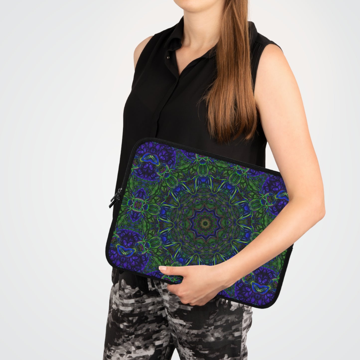 Blue Green Ribbon Kaleidoscope Laptop Sleeve