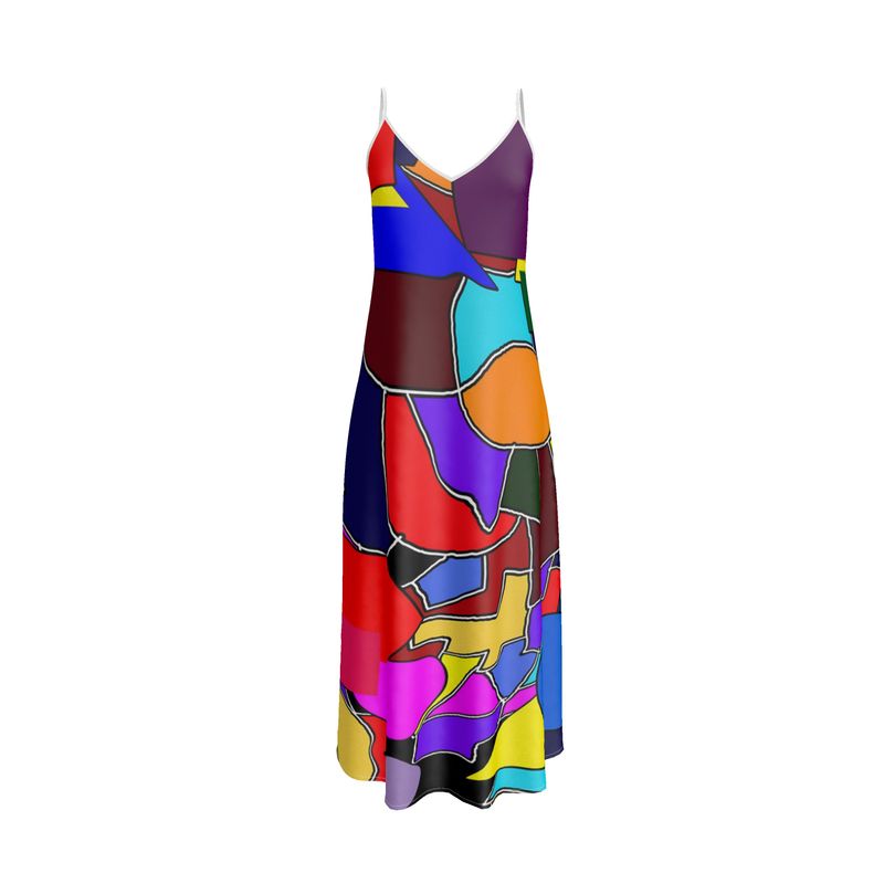 Color Abstract Slip Dress