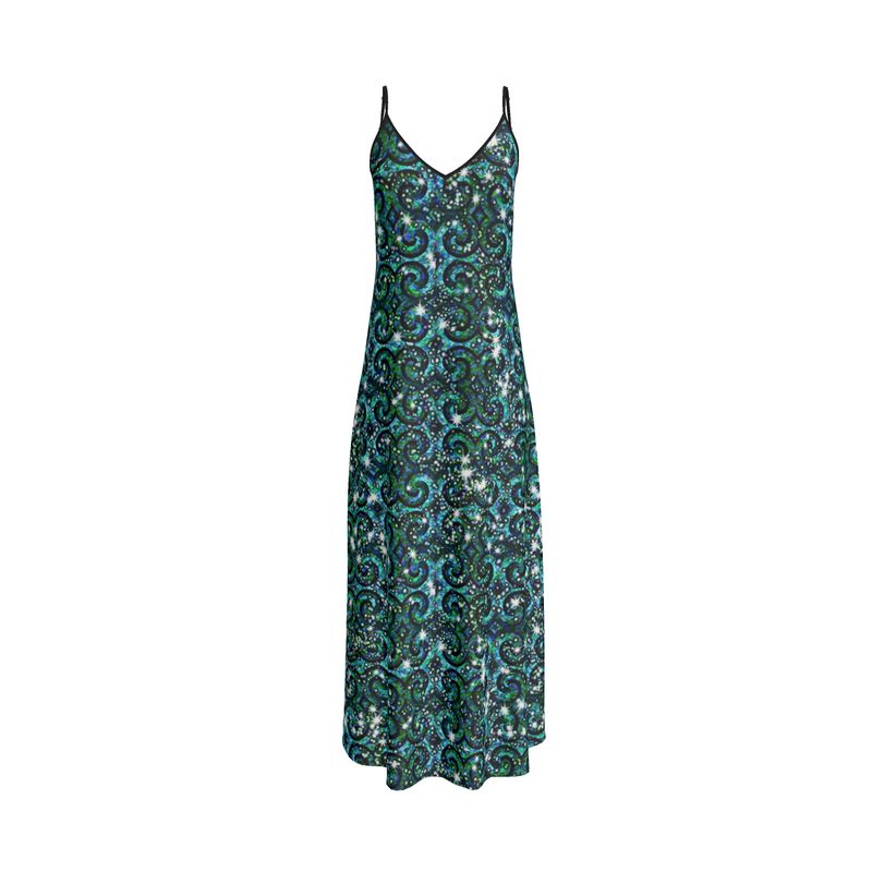 Blue Ice Sparkle Swirl Slip Dress