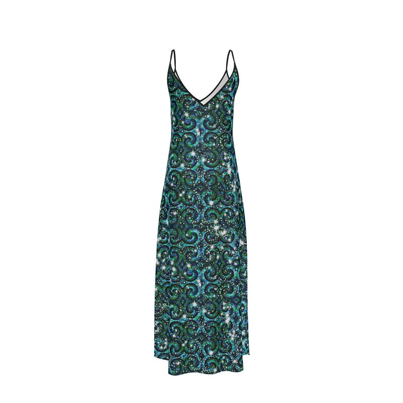 Blue Ice Sparkle Swirl Slip Dress