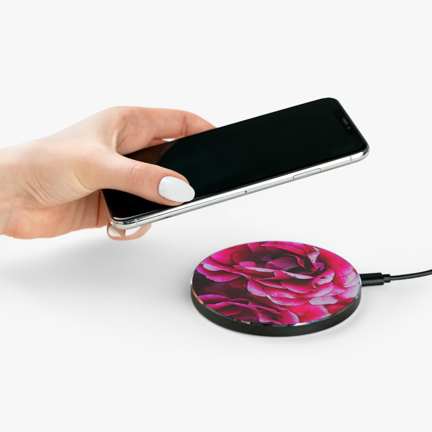 Dark Pink Flowers Wireless Charger