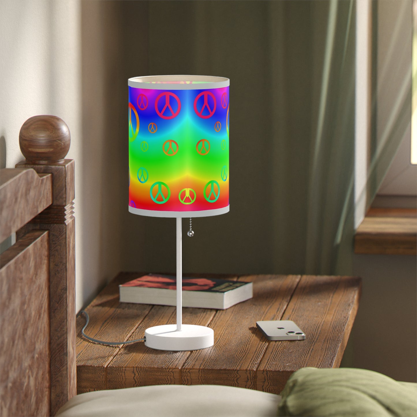 Rainbow Peace Sign Lamp on a Stand, US|CA plug