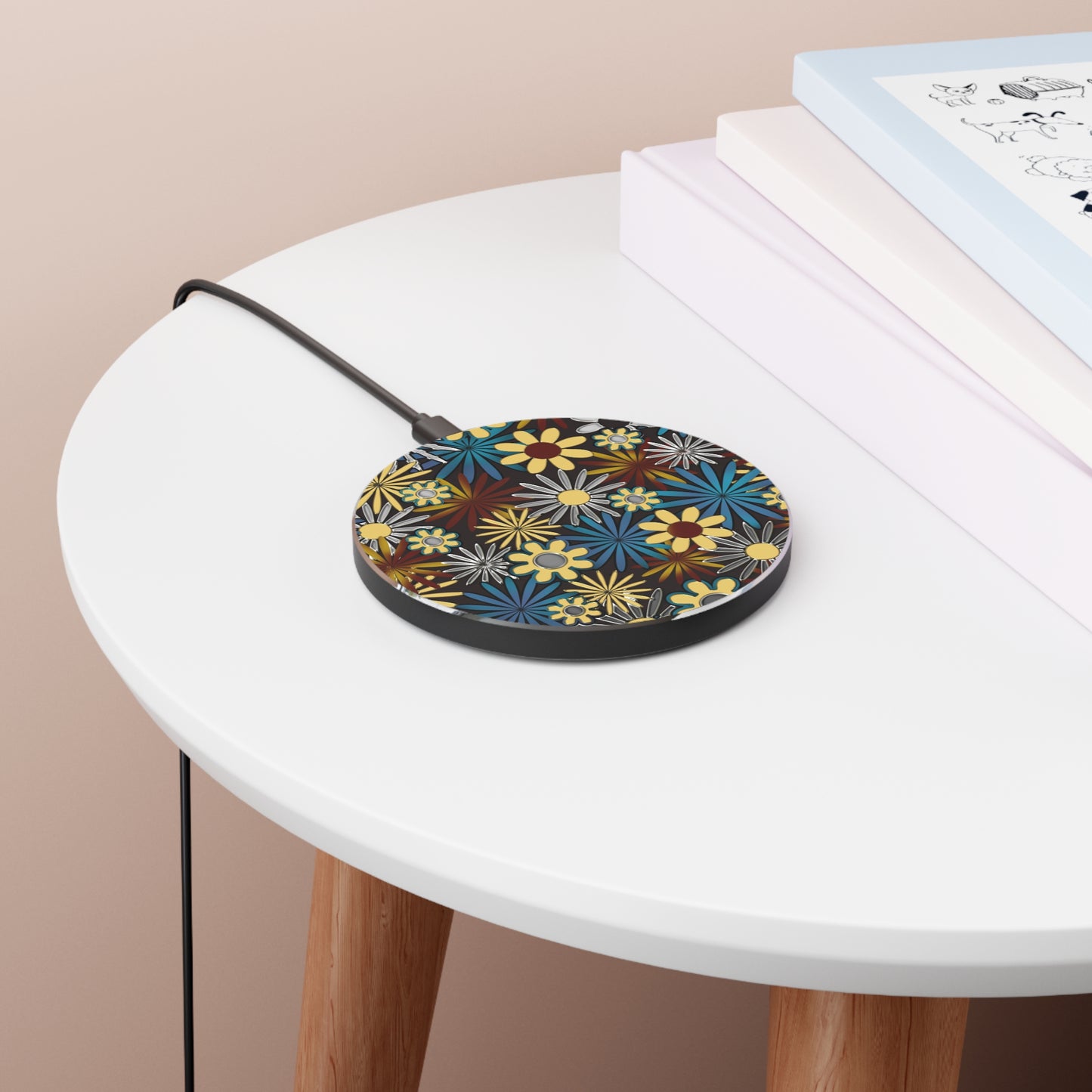 Dark Gray Daisies Wireless Charger