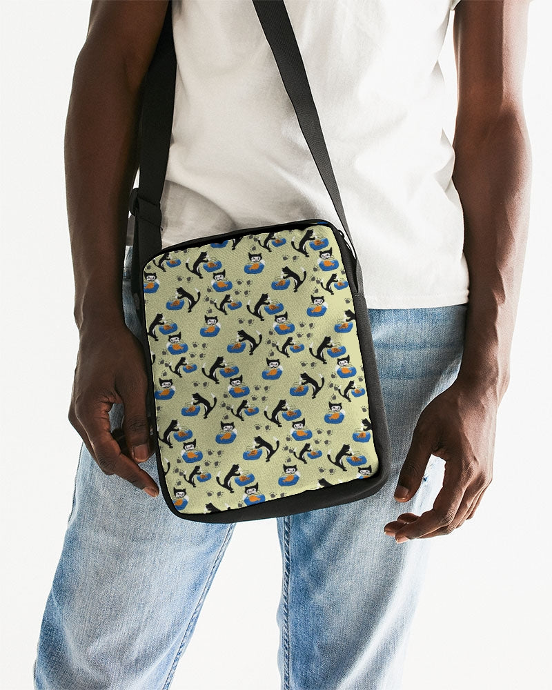 Cat and a Fishbowl Messenger Pouch