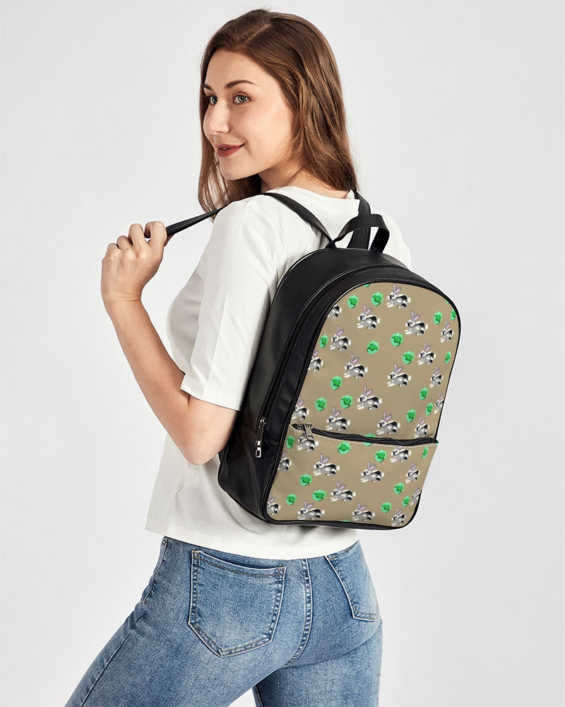 Bunnies Pattern Classic Faux Leather Backpack