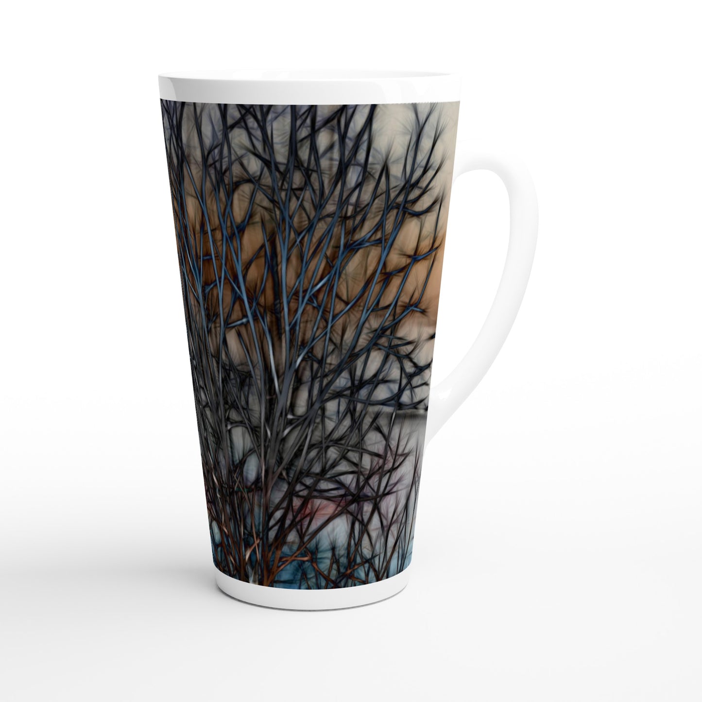 Abstract Sunset Tree White Latte 17oz Ceramic Mug