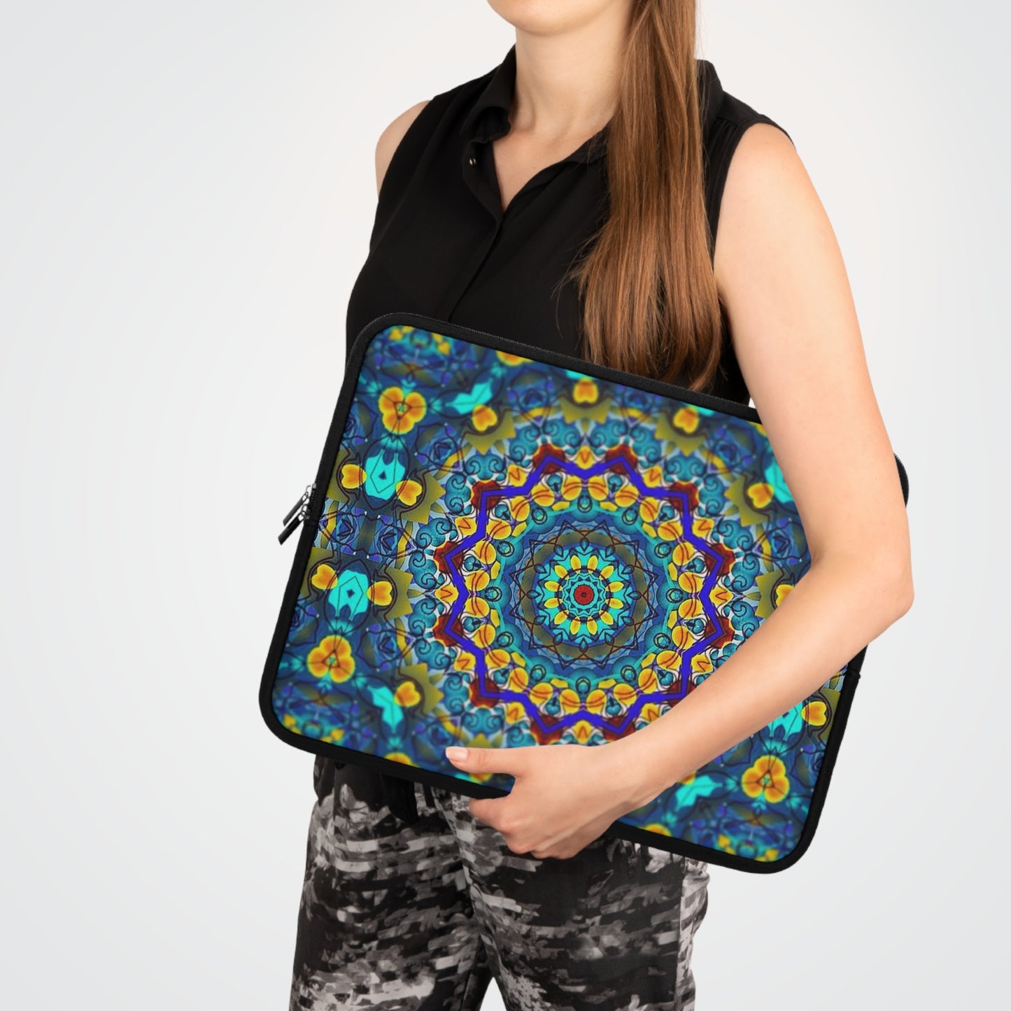 Blue Green Kaleidoscope Laptop Sleeve