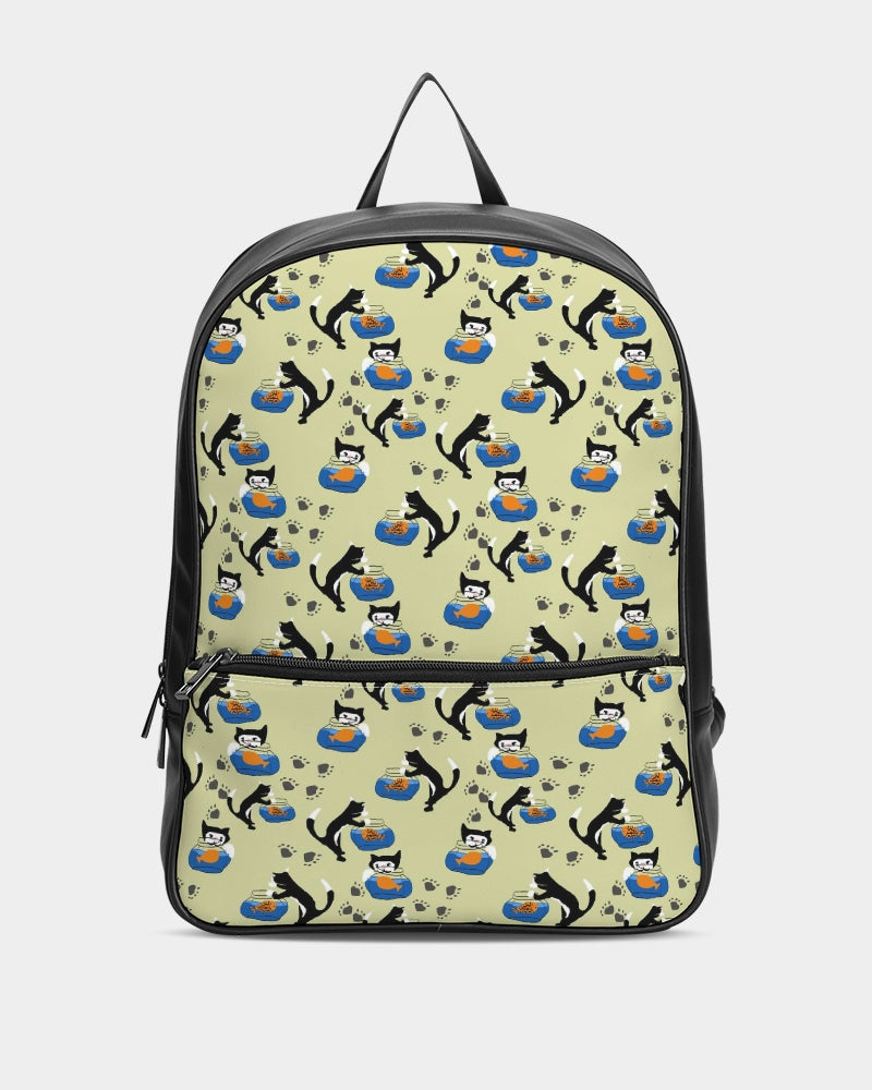 Cat and a Fishbowl Classic Faux Leather Backpack