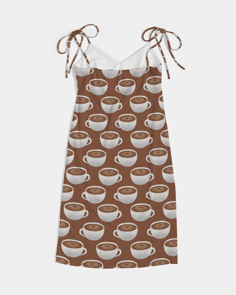 Coffee on Coffee Women's All-Over Print Tie Strap Split Dress