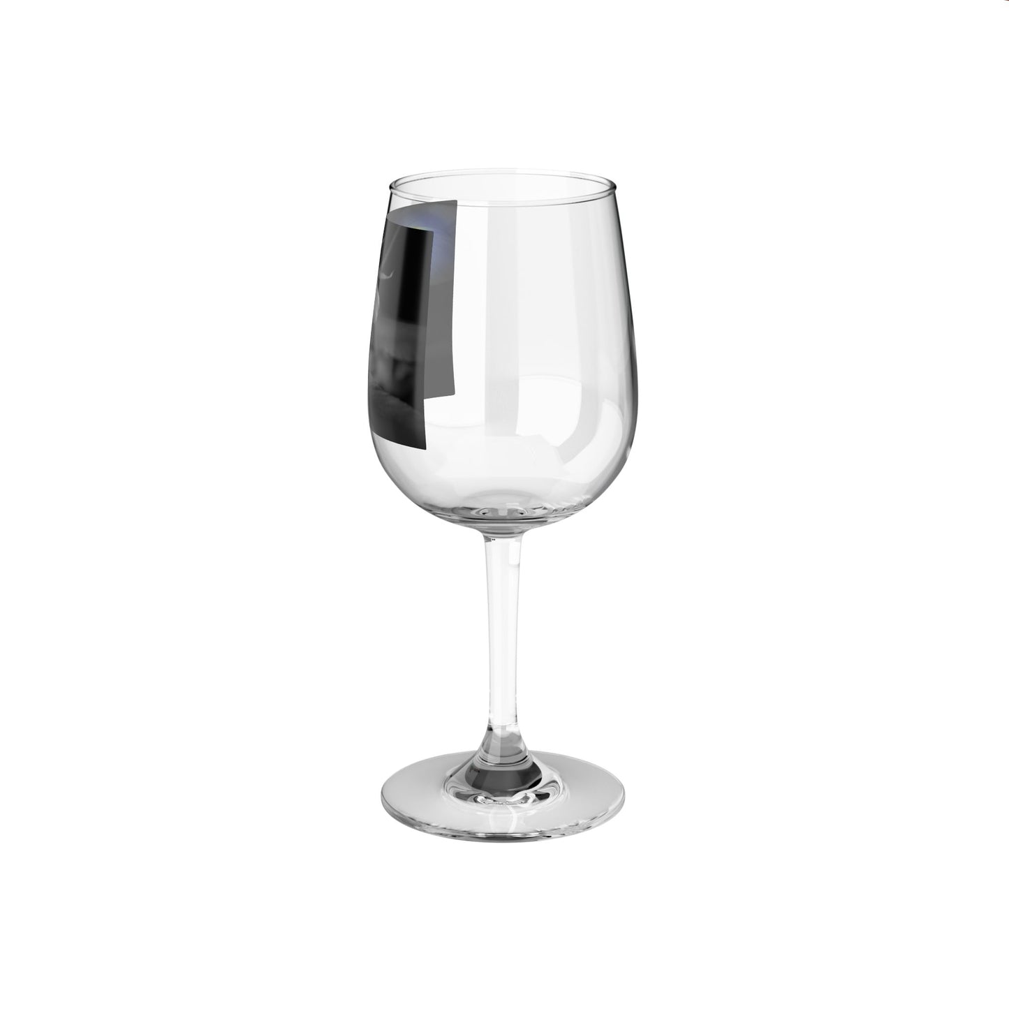 Black and White Iris Wine Glass, 12oz