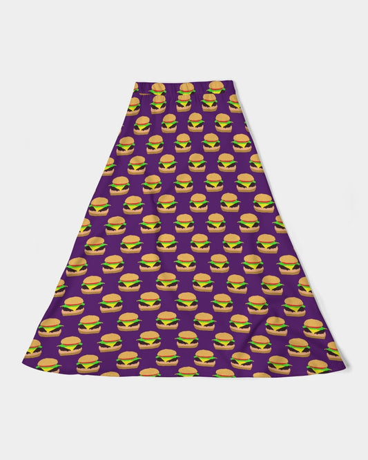 Cheeseburger Pattern Women's All-Over Print A-Line Midi Skirt