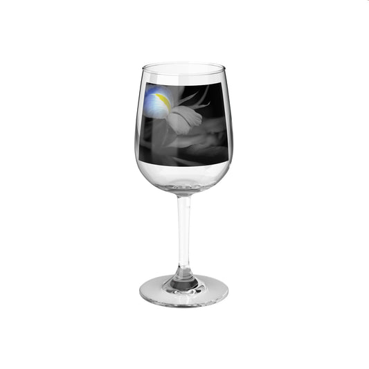 Black and White Iris Wine Glass, 12oz