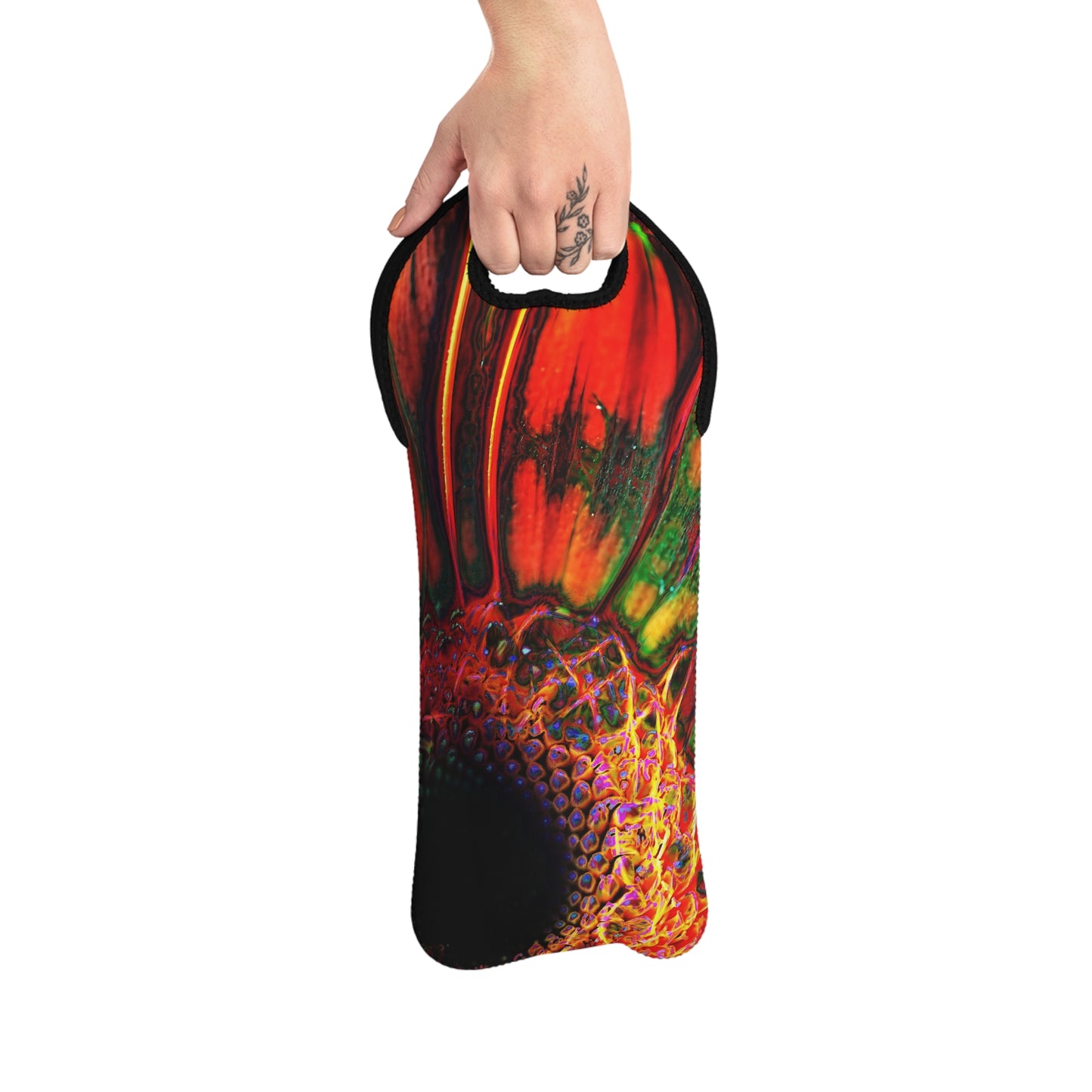 Abstract Psychedelic Gerbera Daisy Wine Tote Bag