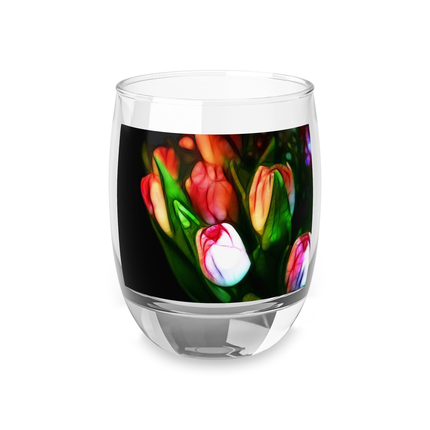 Abstract Pink Tulips Whiskey Glass