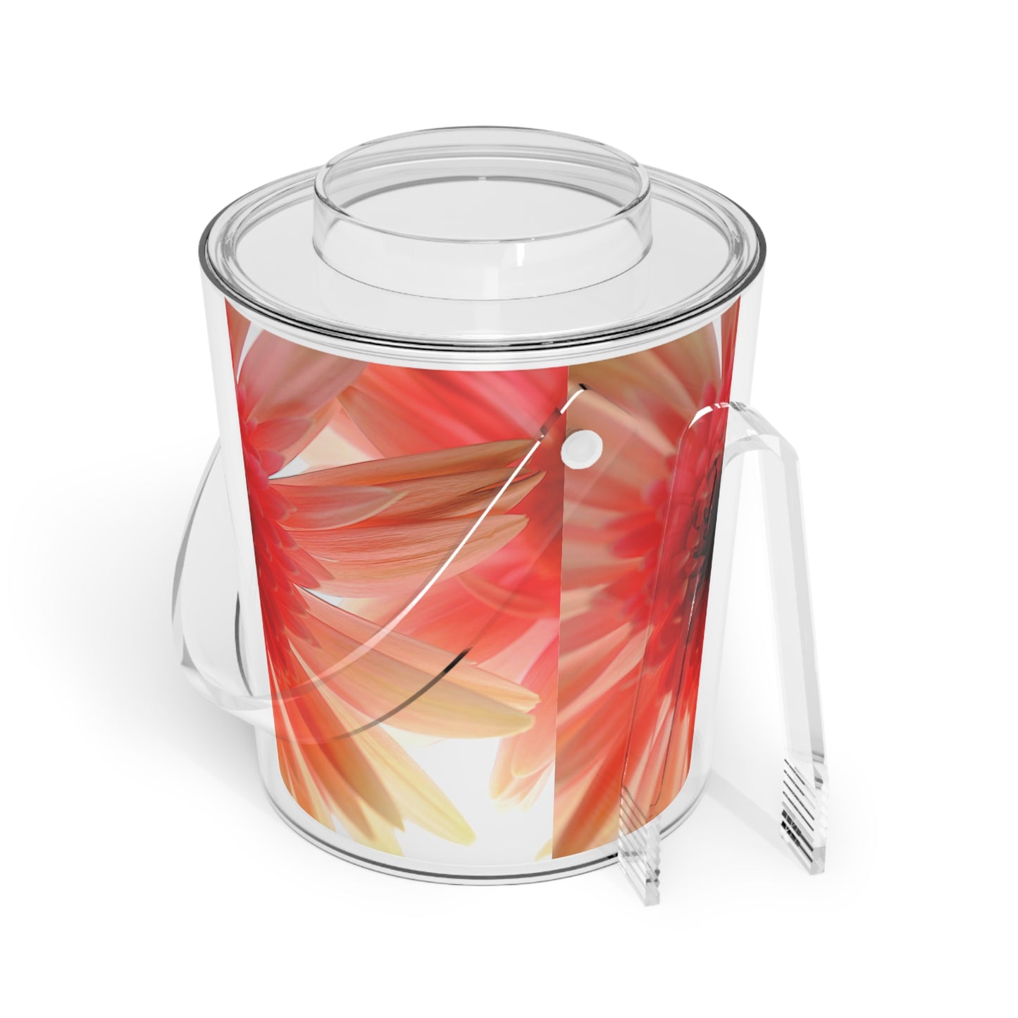 Ethereal Pink Daisy Ice Bucket with Tongs