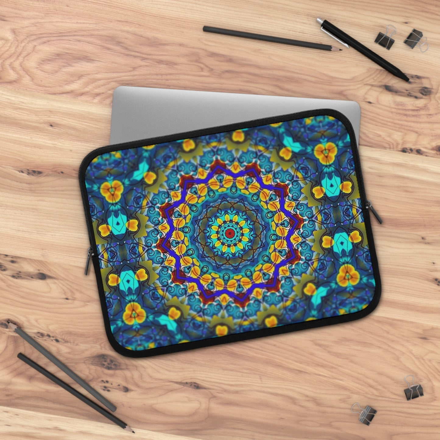 Blue Green Kaleidoscope Laptop Sleeve