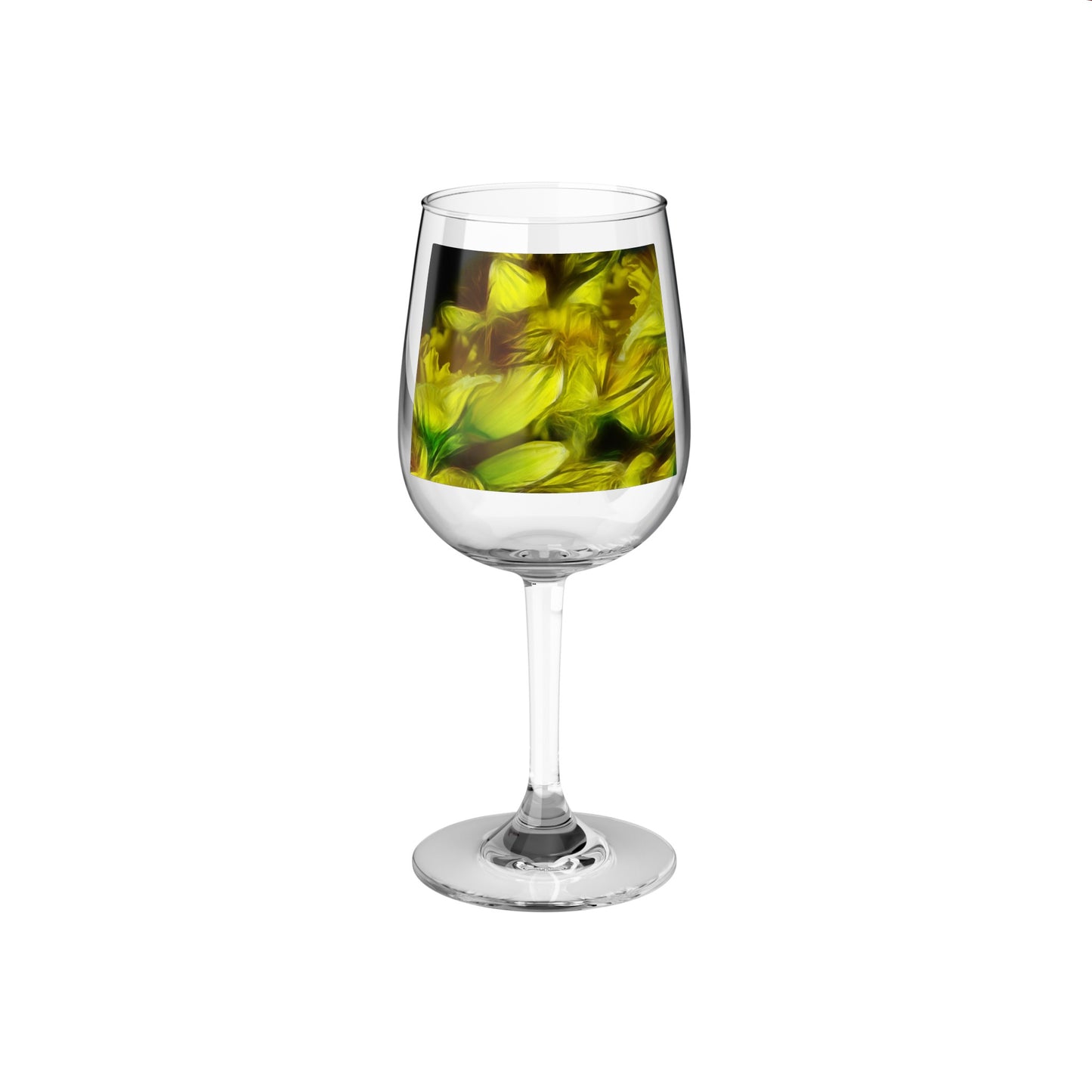 Yellow Daffodils Wine Glass, 12oz