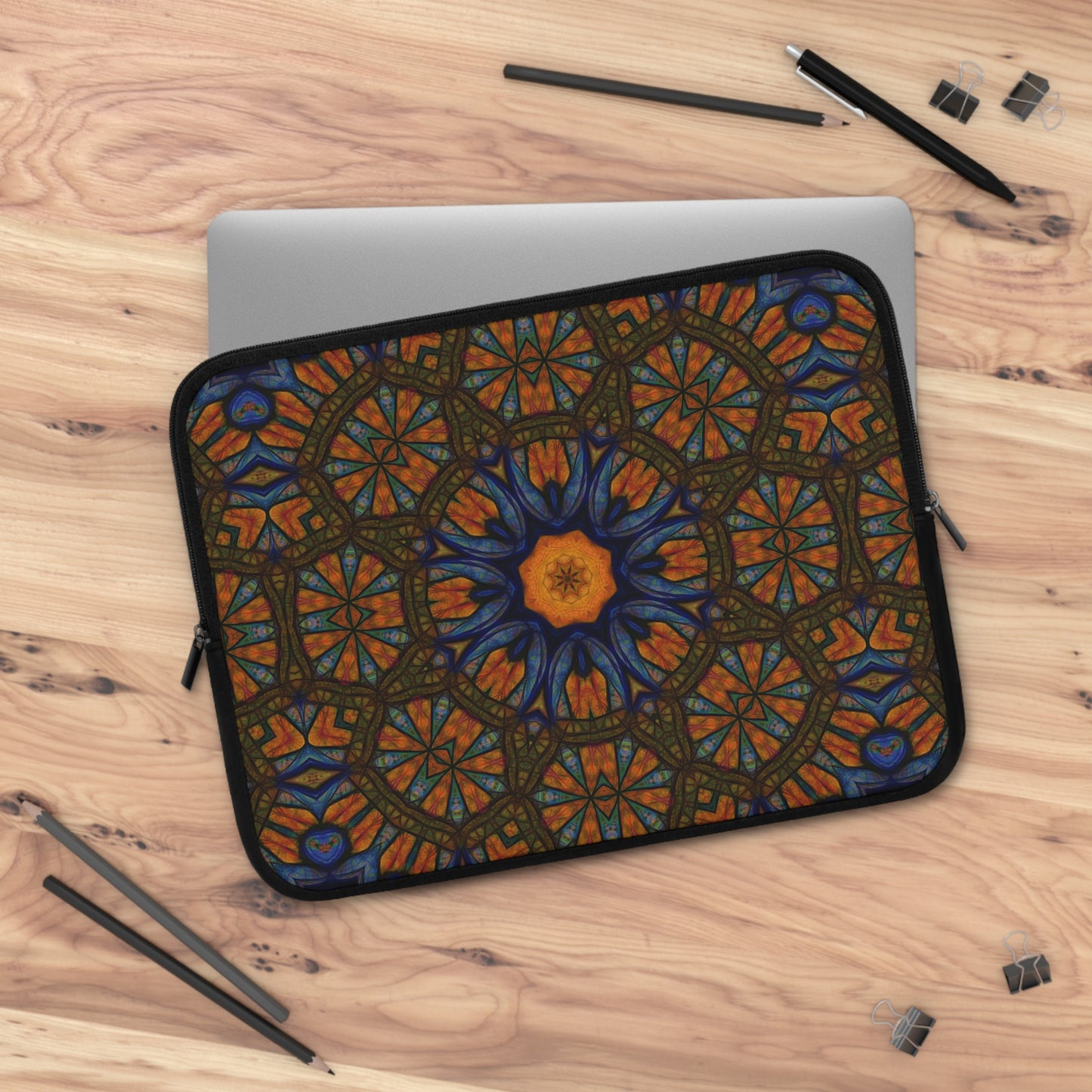 Blue Orange Sketchy Kaleidoscope Laptop Sleeve