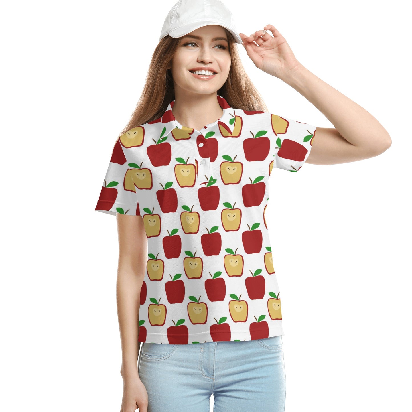 Apple Polkadots Womens All Over Print Polo Shirt