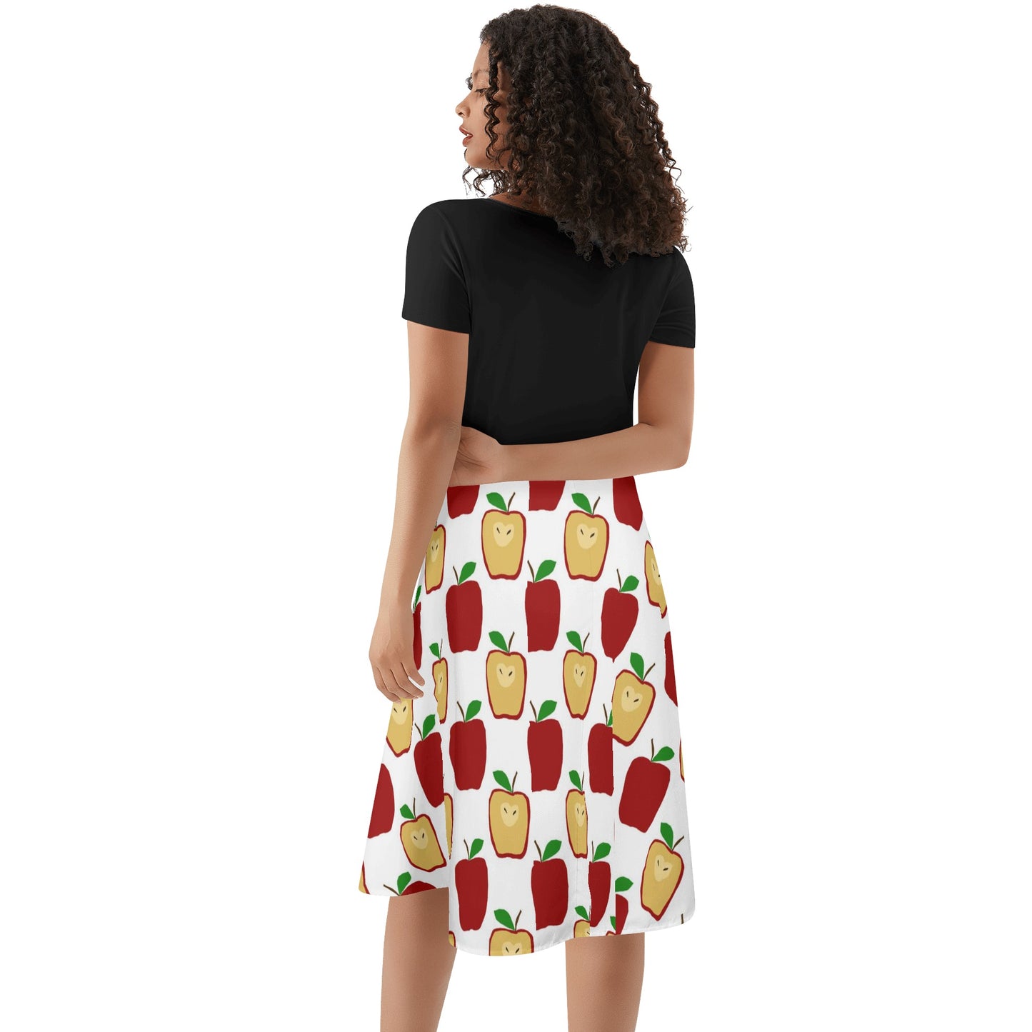 Apple Polkadots Womens Black Ruffle Summer Dress