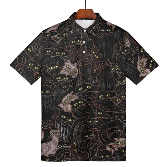 Black Cats Yellow Eyes Womens All Over Print Polo Shirt