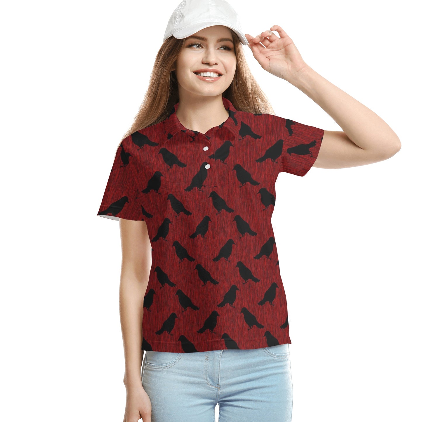 Ravens Pattern Womens All Over Print Polo Shirt