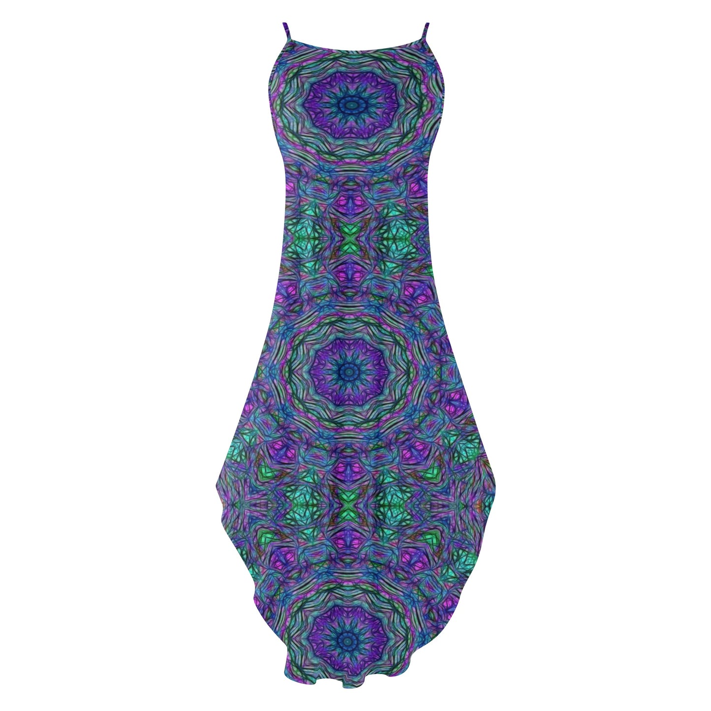 Bluegreen Purple Kaleidoscope Womens Elegant Sleeveless Party Dress