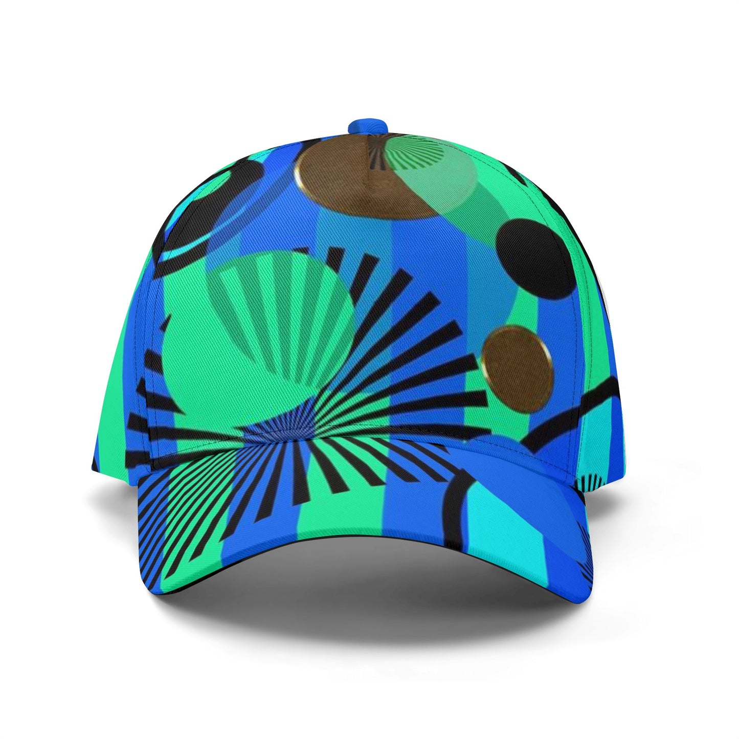 Blue Green Stripes and Dots All Over Printing Baseball Caps