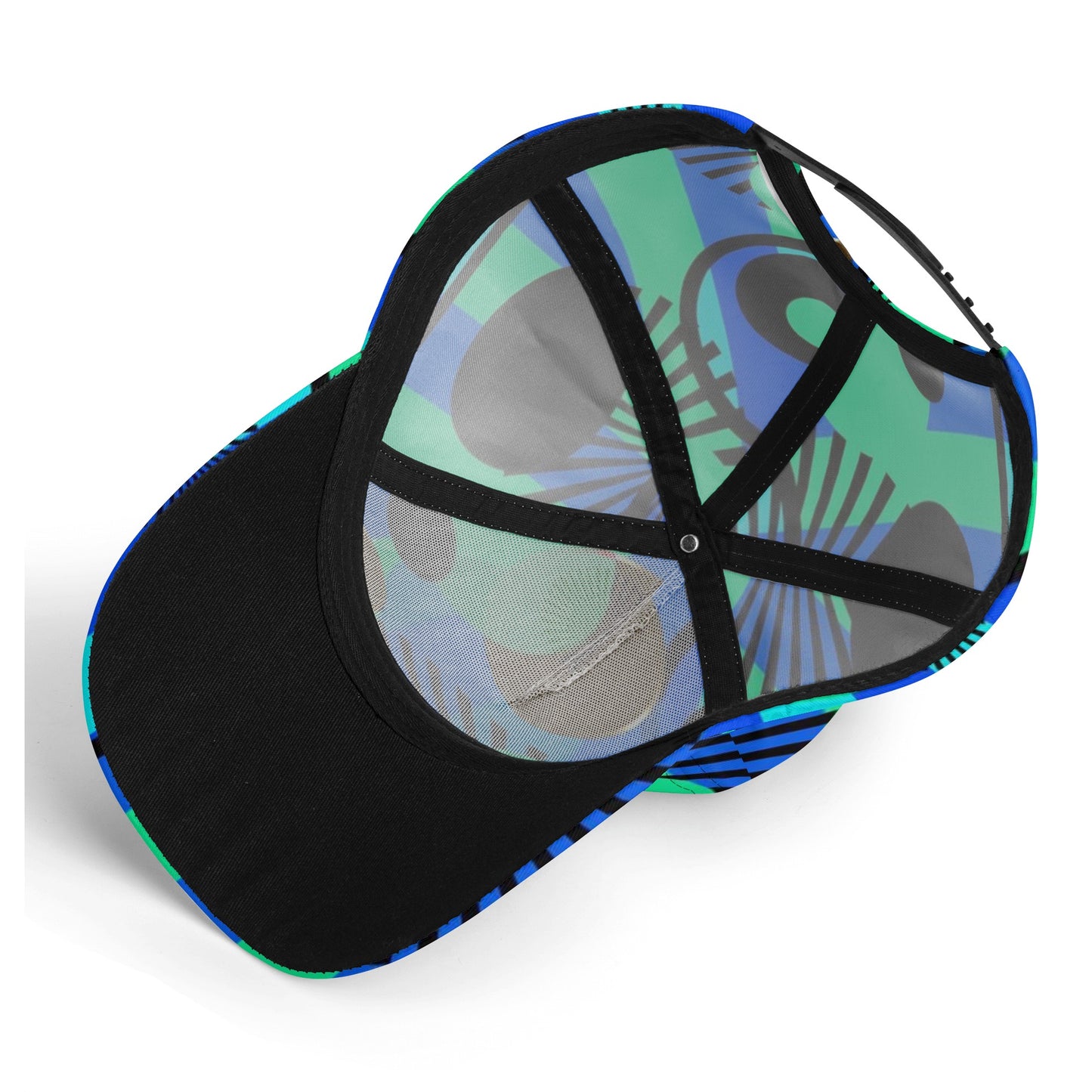 Blue Green Stripes and Dots All Over Printing Baseball Caps