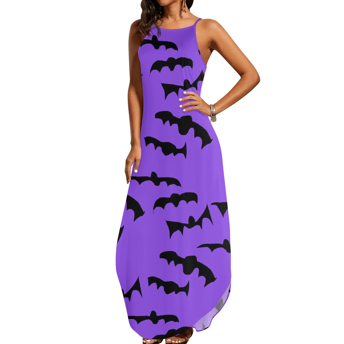 Bats Pattern Womens Elegant Sleeveless Party Dress