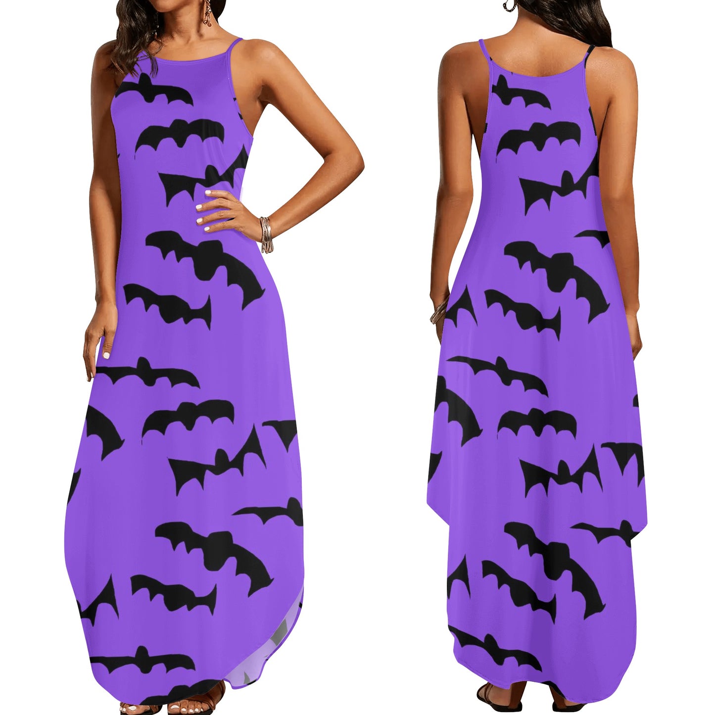 Bats Pattern Womens Elegant Sleeveless Party Dress