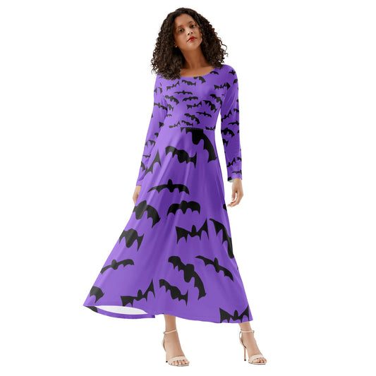 Bats Pattern Womens Long Sleeve Dance Dress