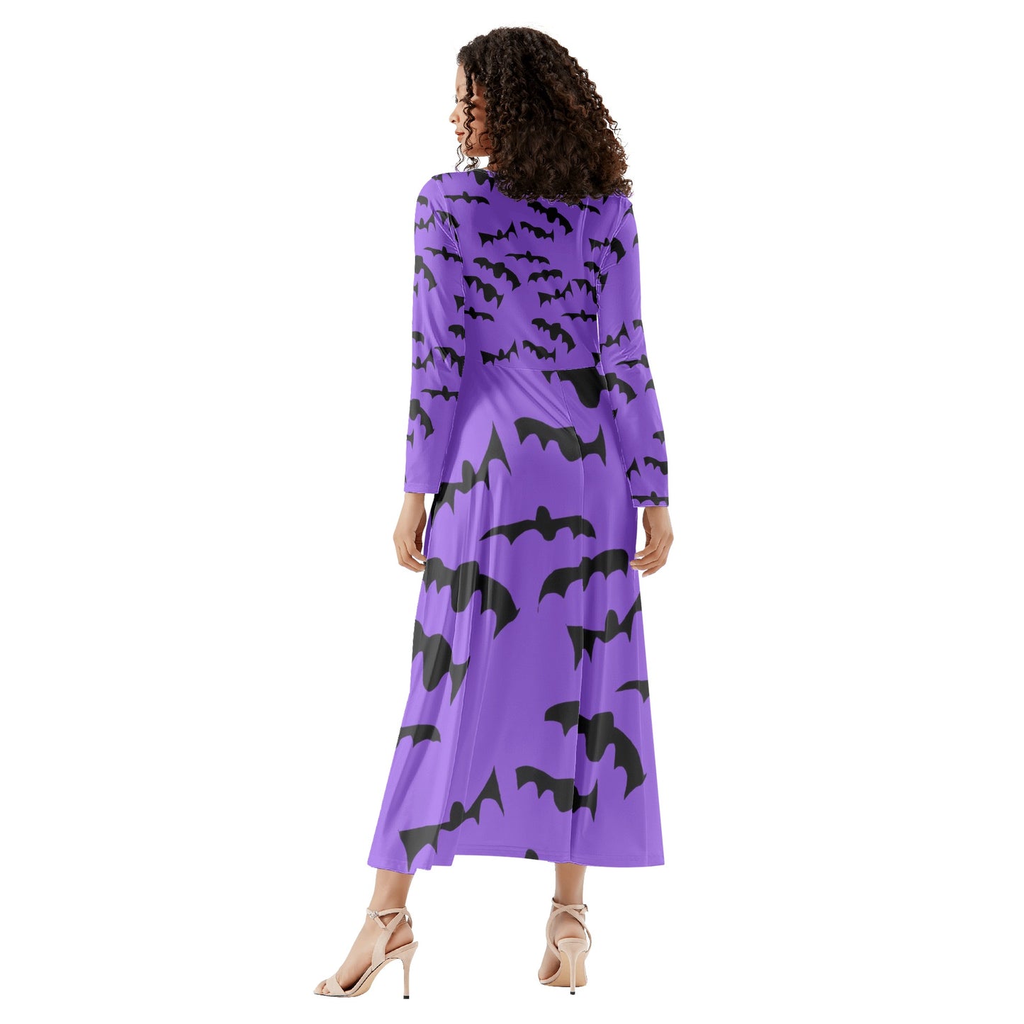 Bats Pattern Womens Long Sleeve Dance Dress