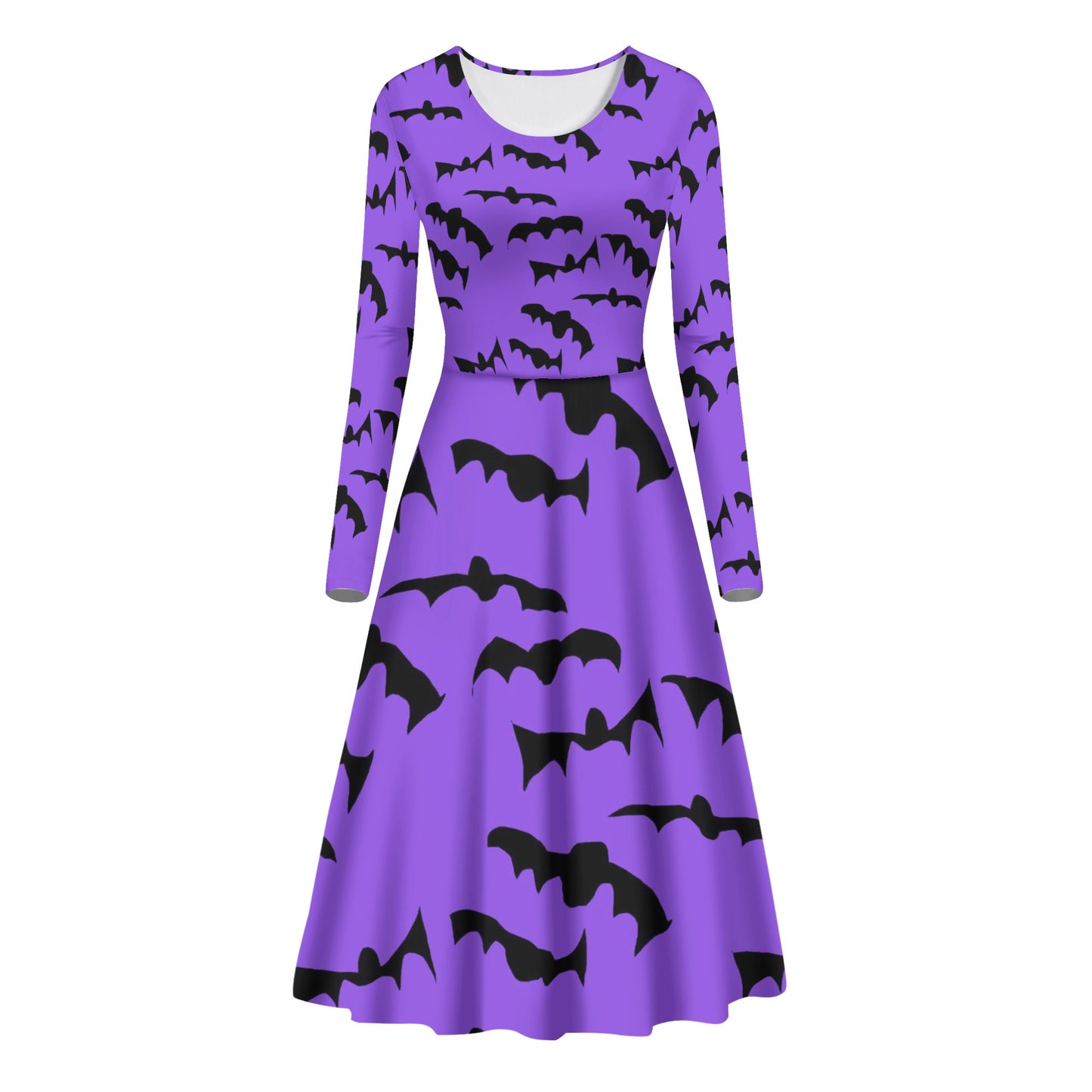 Bats Pattern Womens Long Sleeve Dance Dress