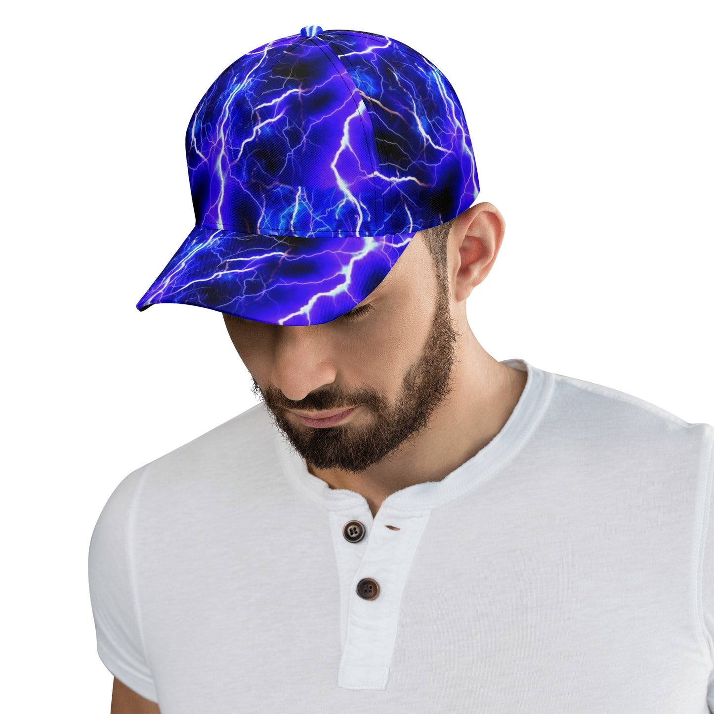 Blue Lightning All Over Printing Baseball Caps