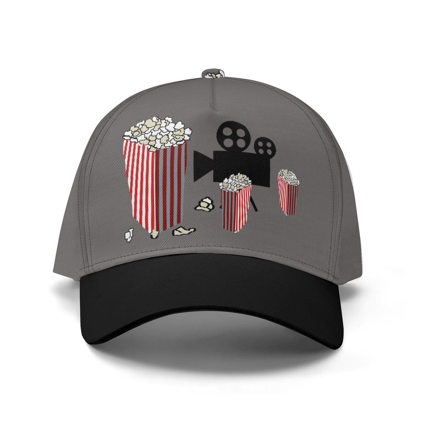 Movie Reels and Popcorn All Over Printing Baseball Caps