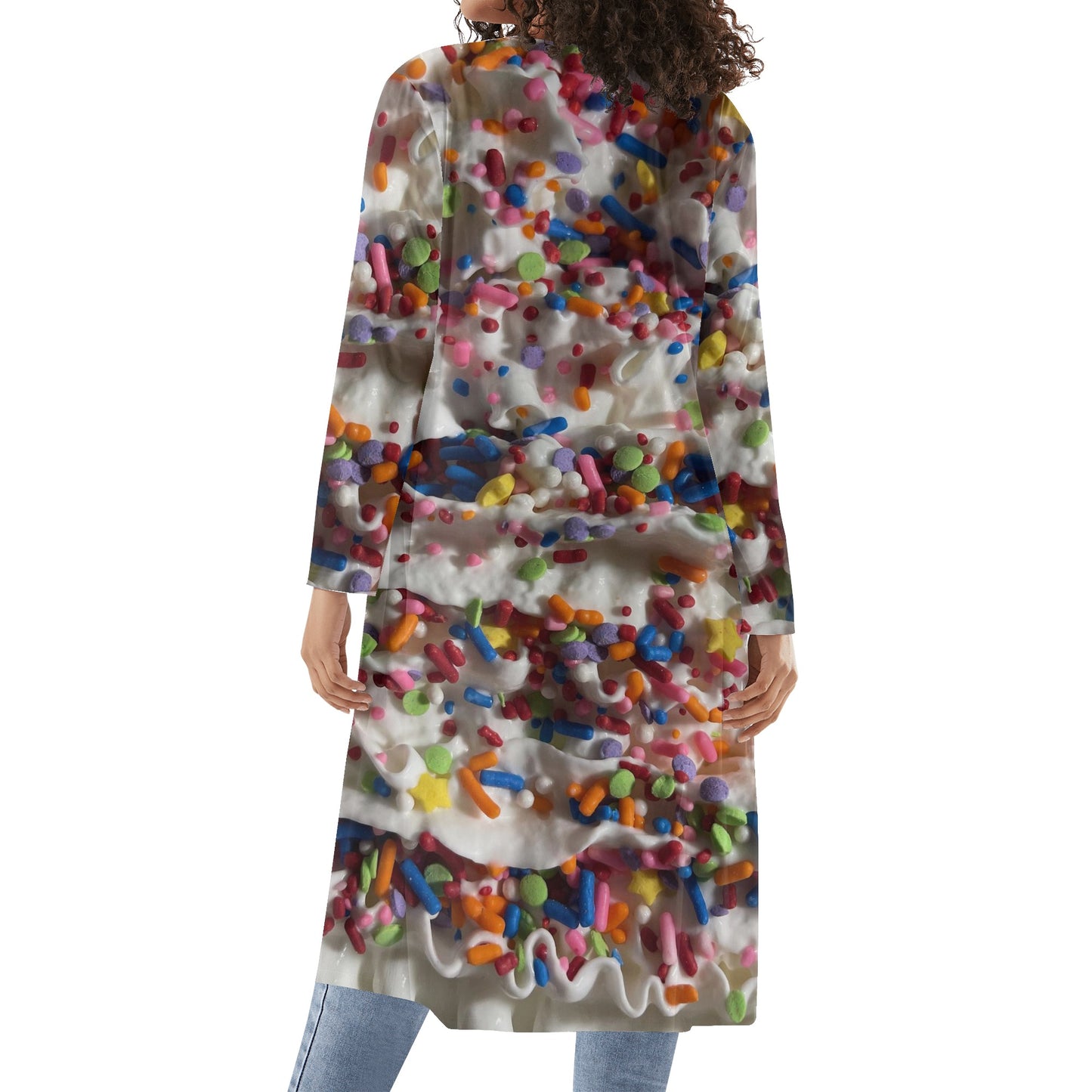Rainbow Sprinkles On Whipped Cream Womens Long Sleeve Jacket Cardigan