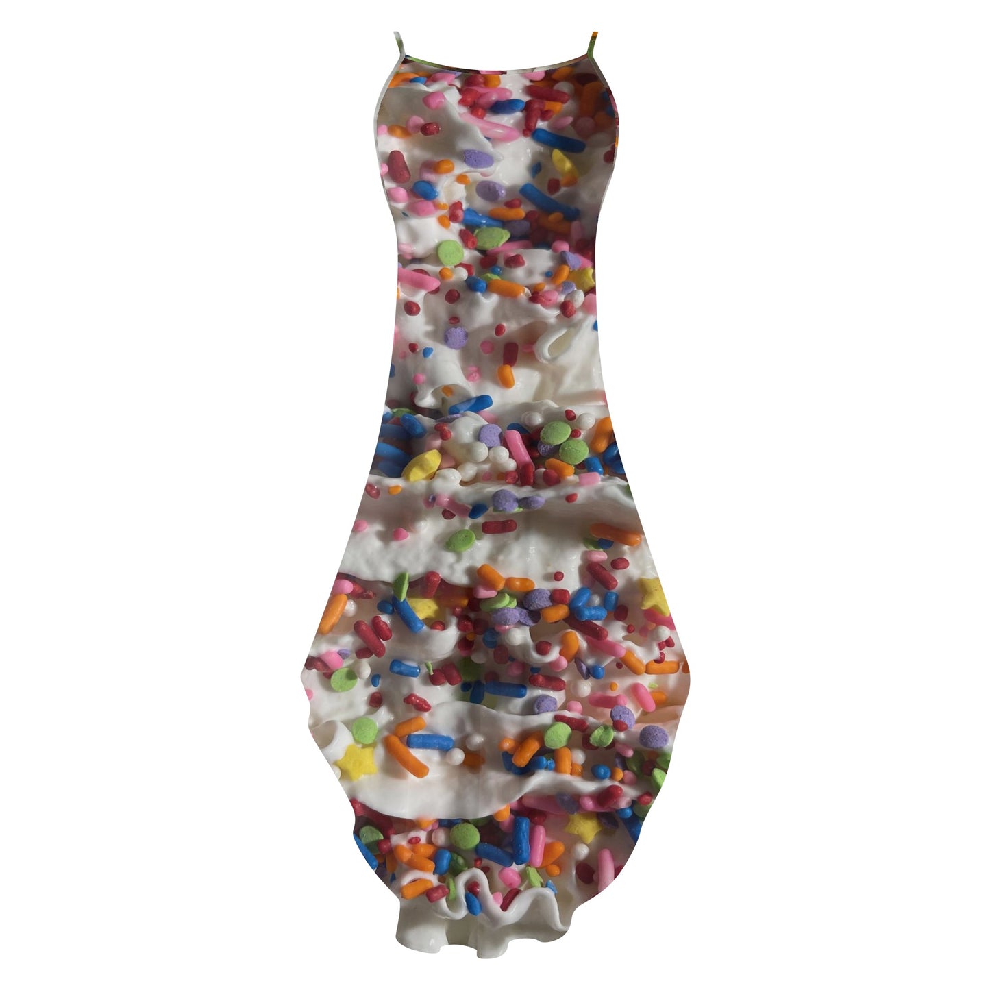 Rainbow Sprinkles on Whipped Cream Womens Elegant Sleeveless Party Dress