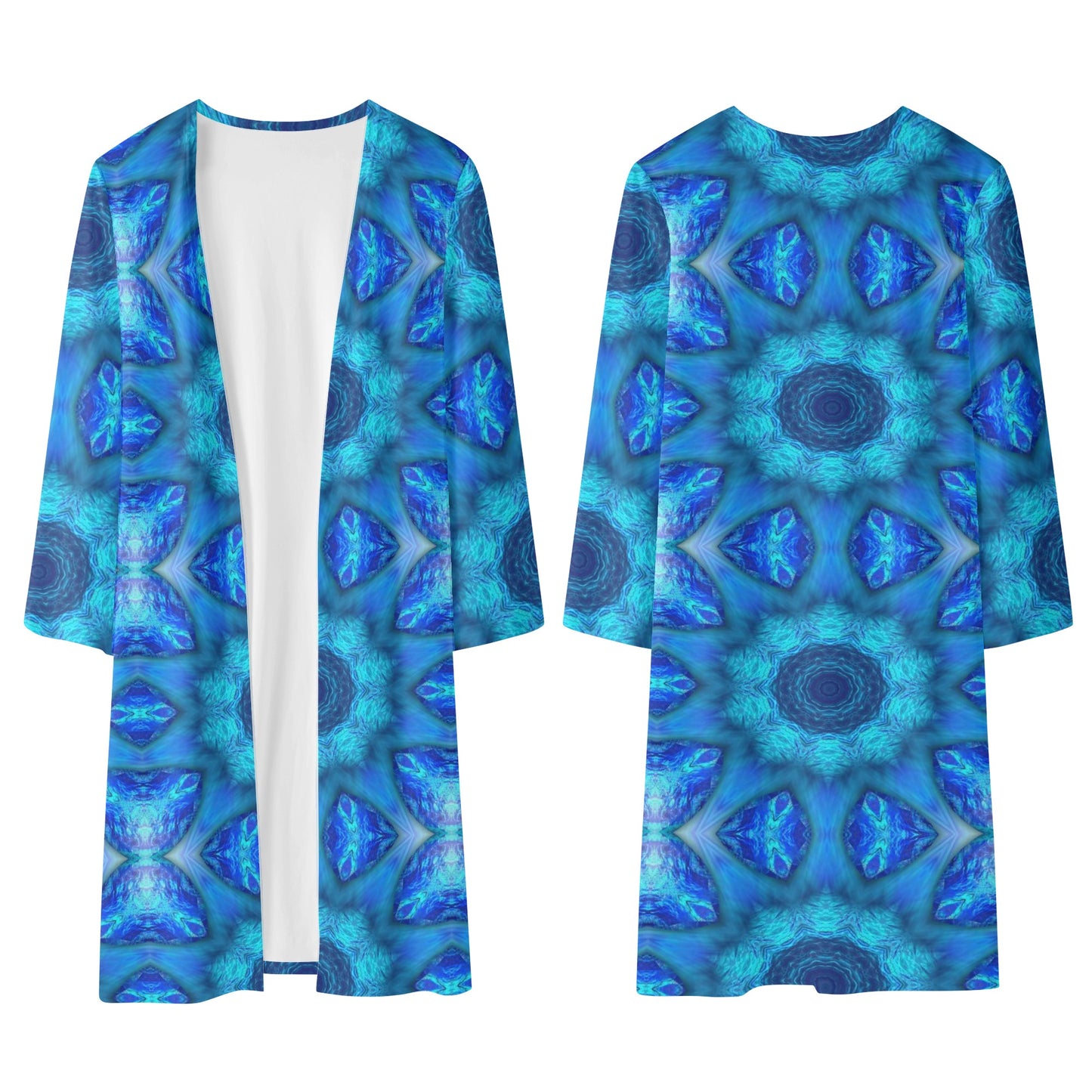 Blue Ocean Kaleidoscope Womens Long Sleeve Jacket Cardigan