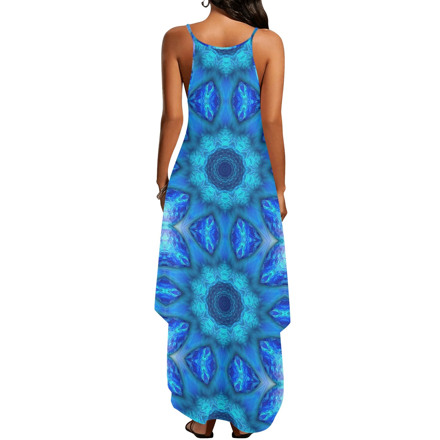 Blue Ocean Kaleidoscope Womens Elegant Sleeveless Party Dress