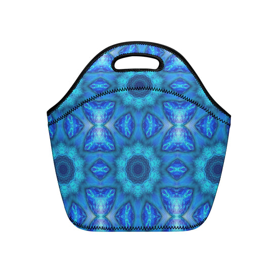 Blue Ocean Kaleidoscope Printed + Embroidered Neoprene Lunch Bag