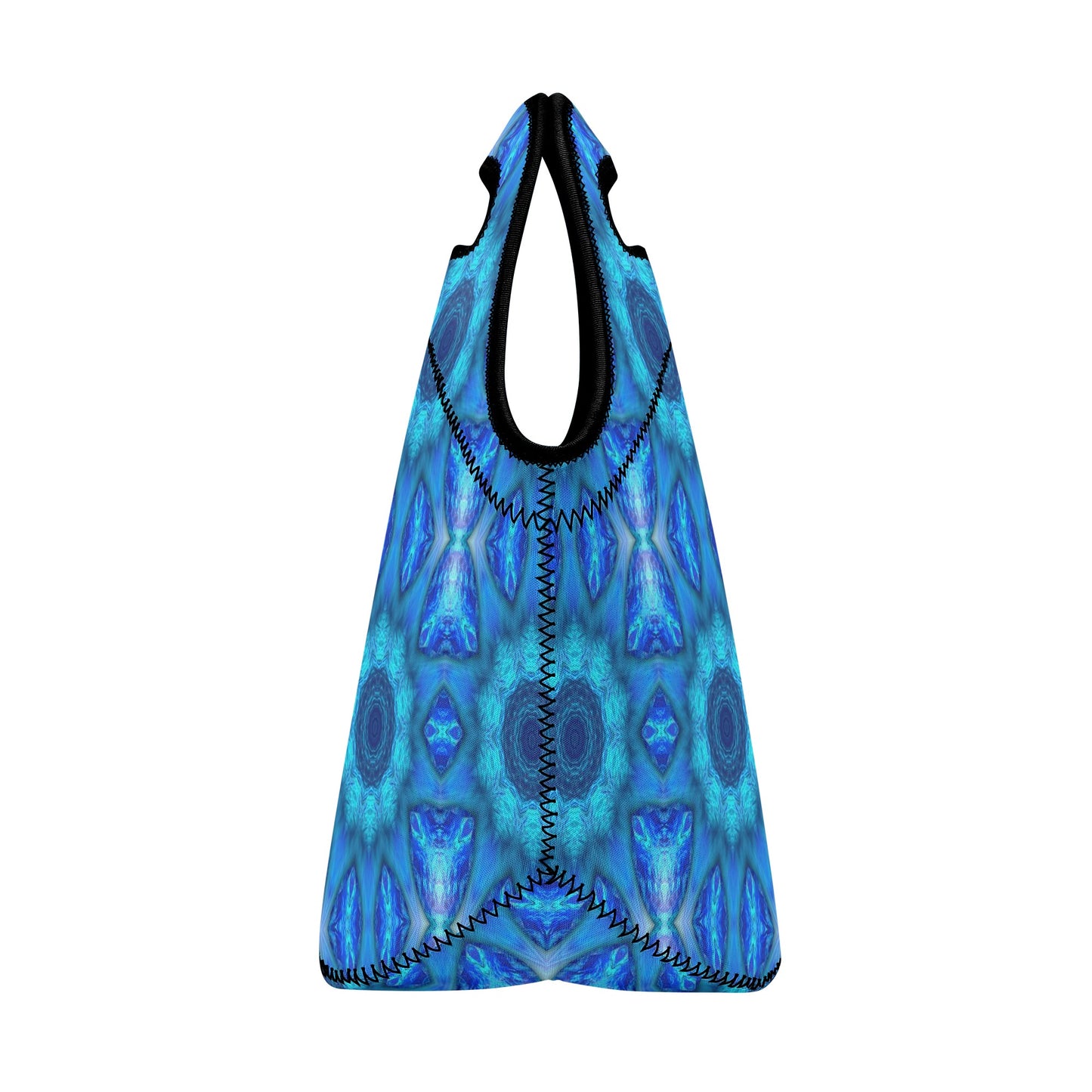 Blue Ocean Kaleidoscope Printed + Embroidered Neoprene Lunch Bag