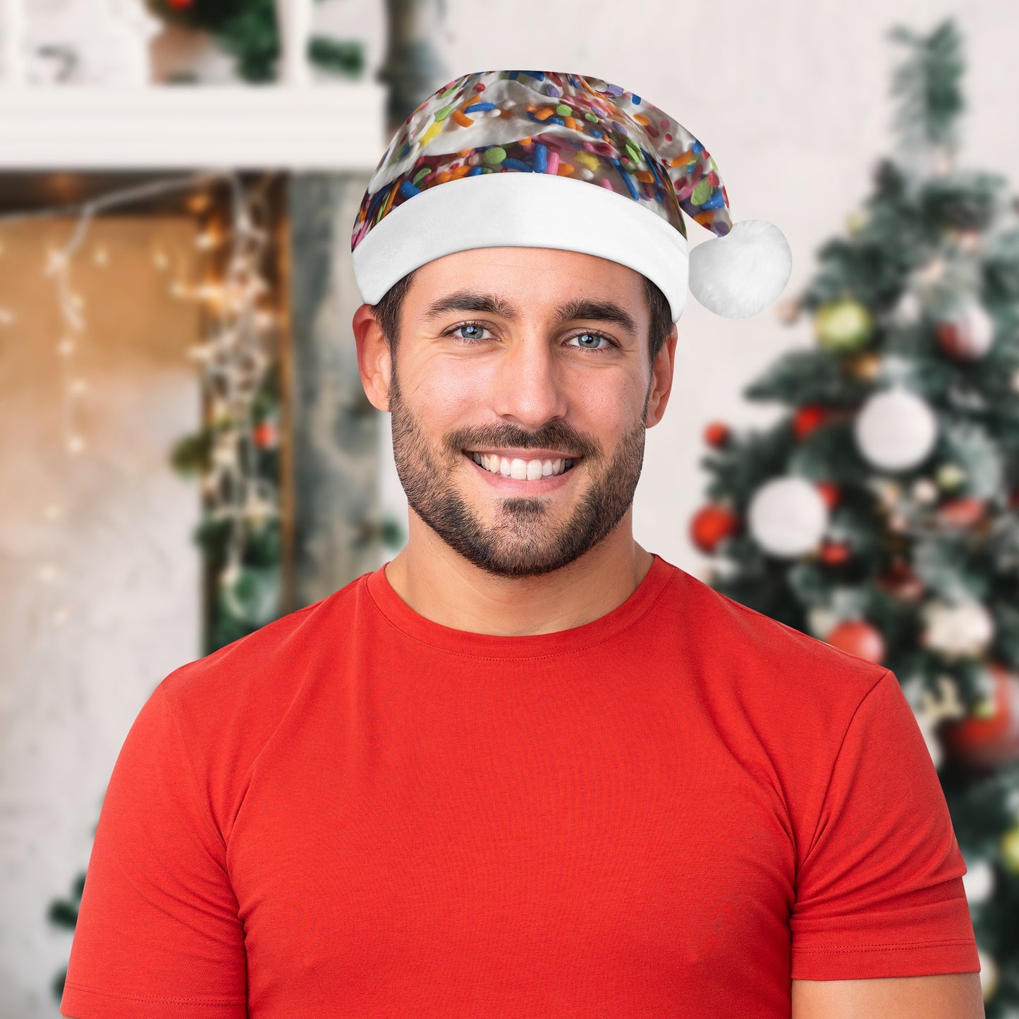 Rainbow Sprinkles and Whipped Cream Christmas Santa‘s Hats